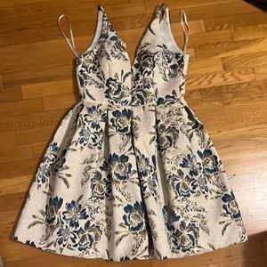 Gold, blue and beige formal dress